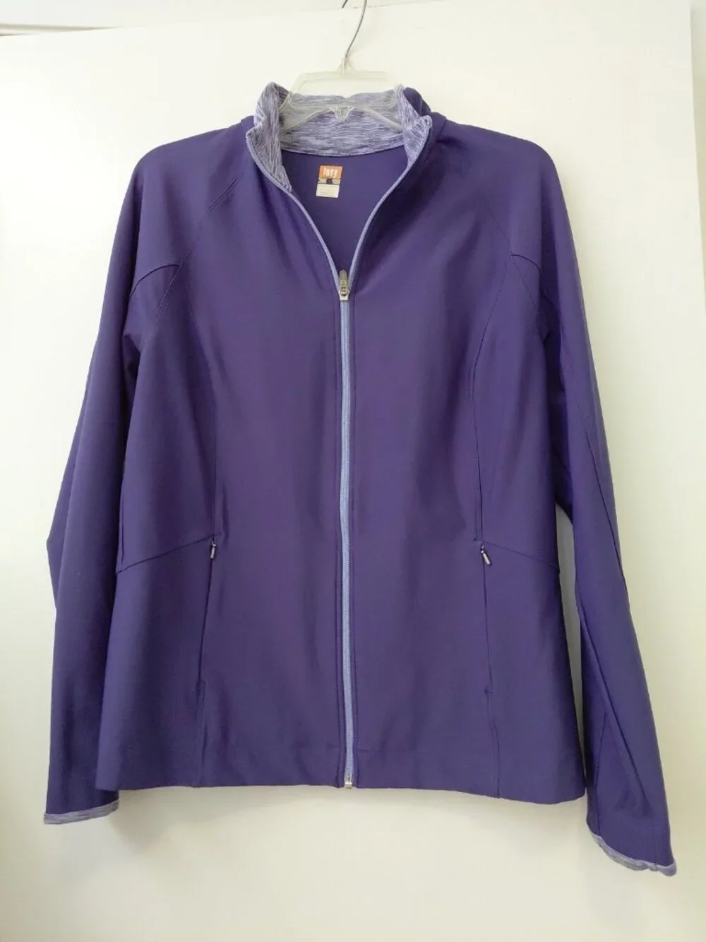 Lucy Tech Full Zip Athletic Track Jacket Vertical Zipper Pockets Large Purple
